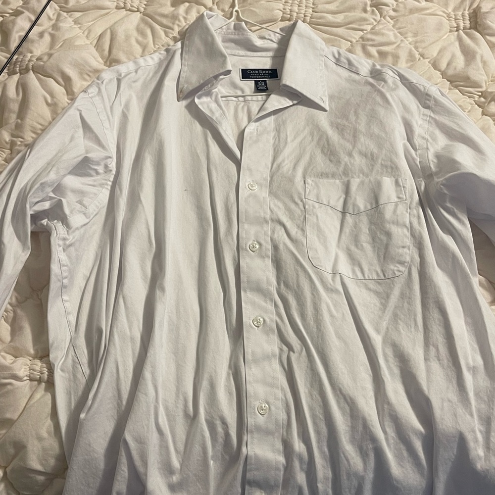White Button Down Dress Shirt Club Room L 16.5 34-35